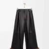 Hose mit Umschlag aus Nappa-Lammleder Schwarz