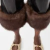 Hose mit Umschlag aus Nappa-Lammleder Schwarz