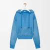 Hybrid-Hoodie aus Baumwolle und Nappa-Lammleder Blau