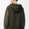 Hybrid-Hoodie aus Baumwolle und Nappa-Lammleder Khaki Green
