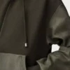 Hybrid-Hoodie aus Baumwolle und Nappa-Lammleder Khaki Green
