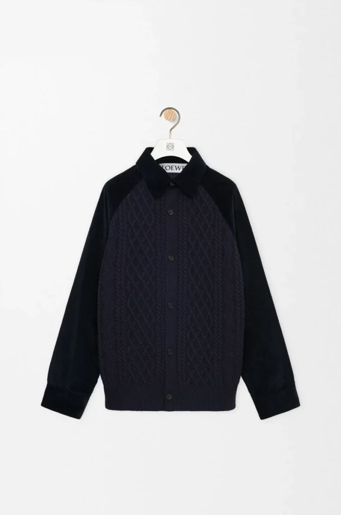 Hybrid-Overshirt aus Baumwolle und Wolle Dunkelblau/Marineblau
