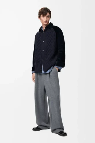 Hybrid-Overshirt aus Baumwolle und Wolle Dunkelblau/Marineblau