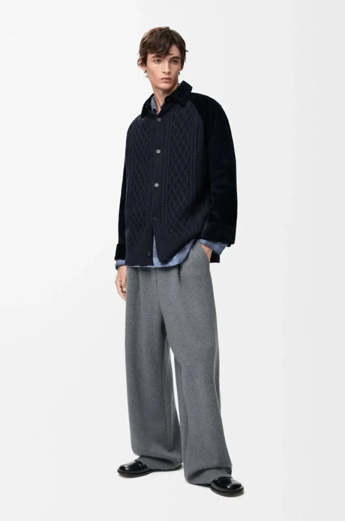 Hybrid-Overshirt aus Baumwolle und Wolle Dunkelblau/Marineblau