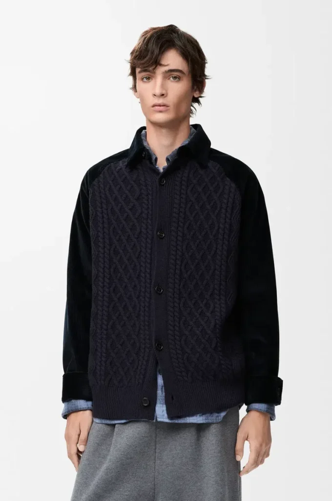 Hybrid-Overshirt aus Baumwolle und Wolle Dunkelblau/Marineblau