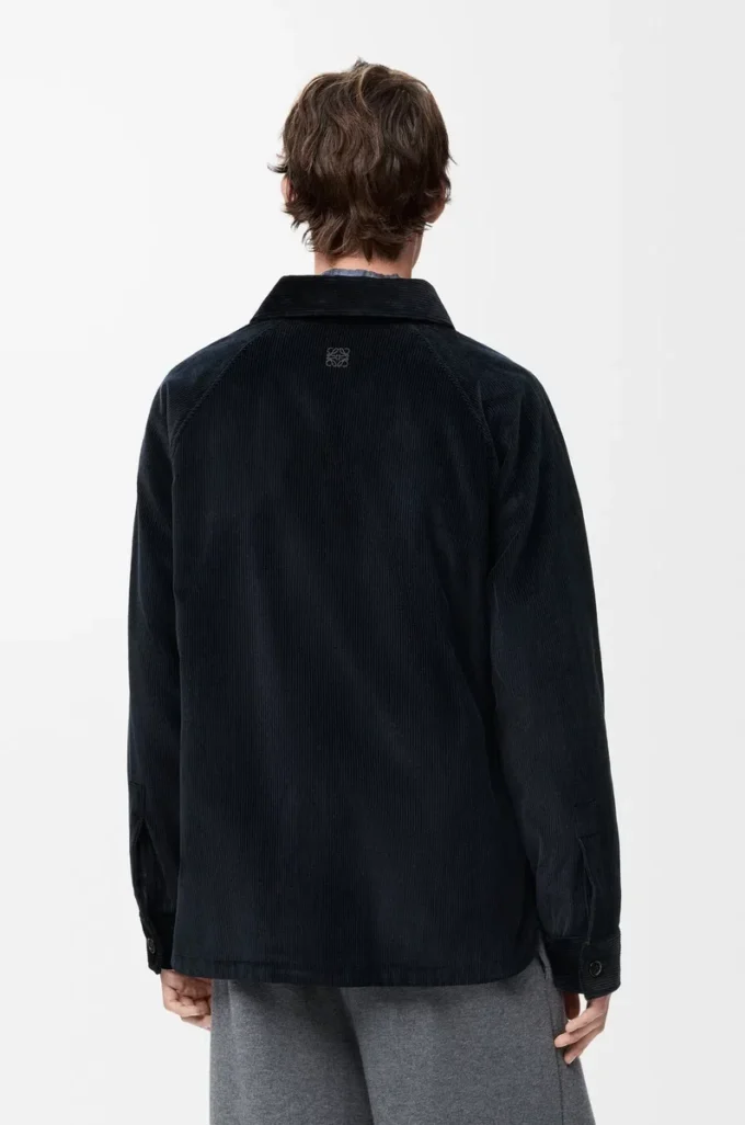 Hybrid-Overshirt aus Baumwolle und Wolle Dunkelblau/Marineblau