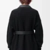 Hybrid-Strickjacke aus Nappalammleder und Wolle Schwarz/Schwarz