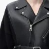 Hybrid-Strickjacke aus Nappalammleder und Wolle Schwarz/Schwarz