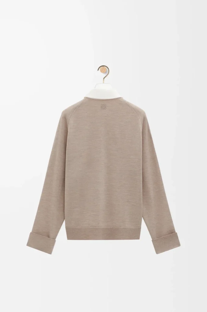 Hybridhemd aus Baumwolle und Wolle Weiß/Beige
