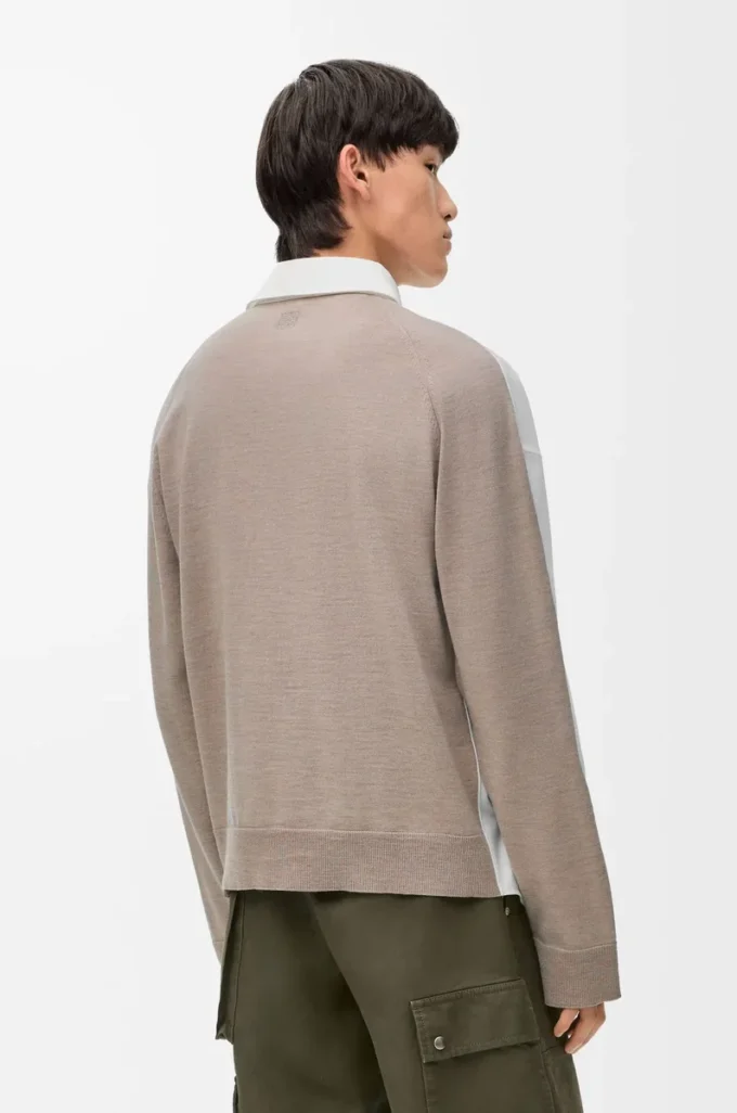 Hybridhemd aus Baumwolle und Wolle Weiß/Beige