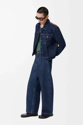 Hybridjacke aus Denim und Nappakalbsleder Raw Denim