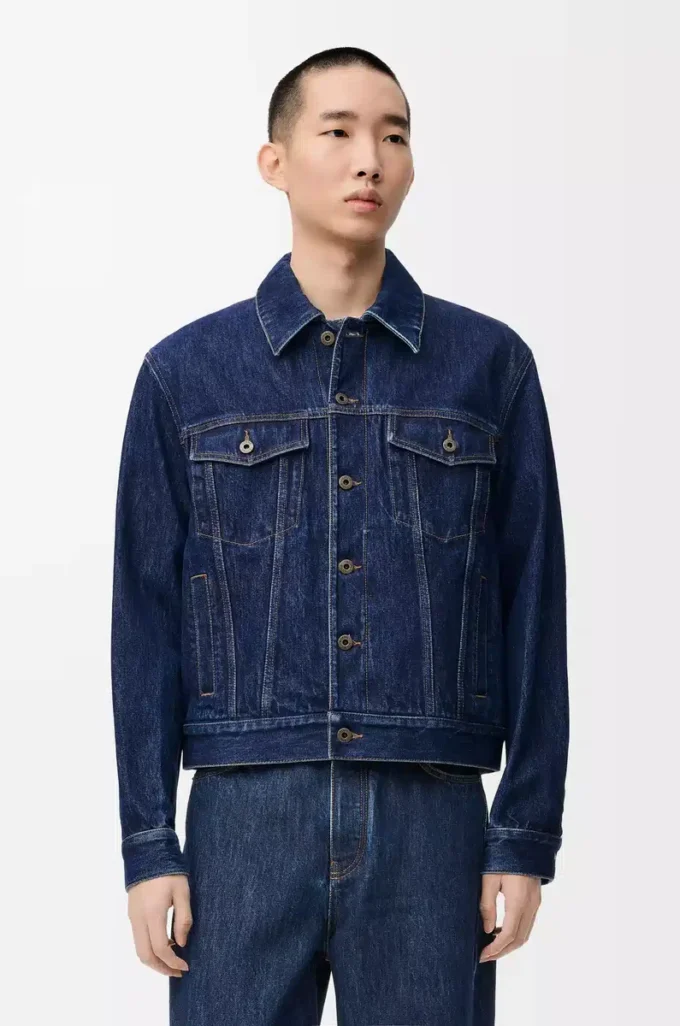 Hybridjacke aus Denim und Nappakalbsleder Raw Denim