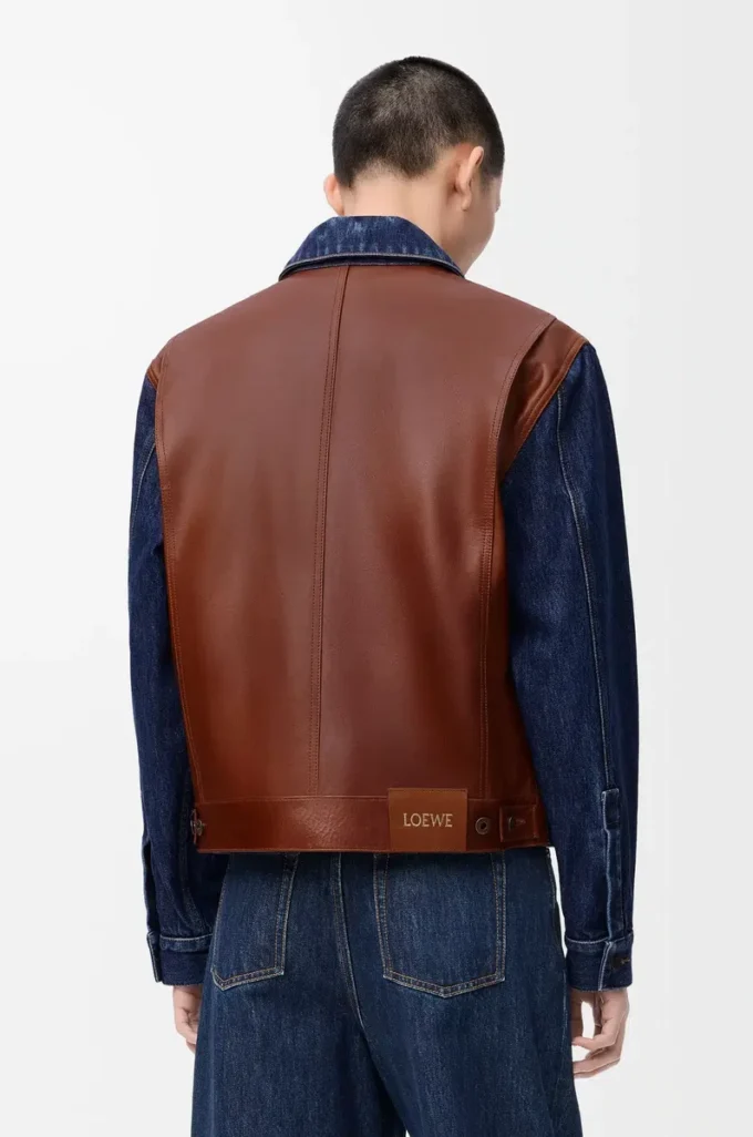 Hybridjacke aus Denim und Nappakalbsleder Raw Denim
