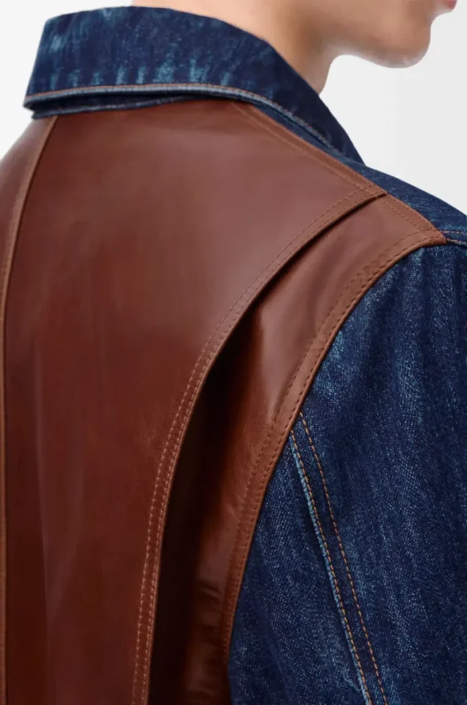 Hybridjacke aus Denim und Nappakalbsleder Raw Denim