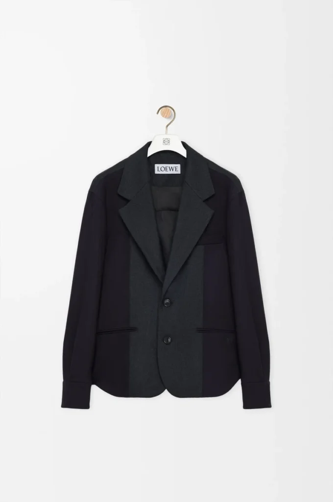 Hybridjacke aus Wolle Navy/Grau