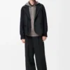 Hybridjacke aus Wolle Navy/Grau