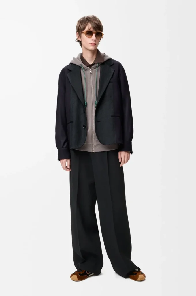 Hybridjacke aus Wolle Navy/Grau