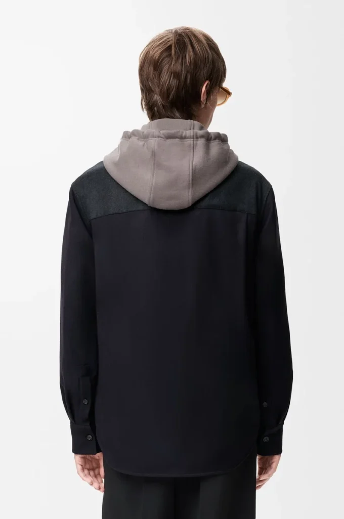 Hybridjacke aus Wolle Navy/Grau