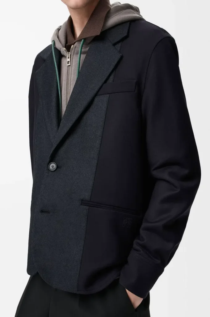 Hybridjacke aus Wolle Navy/Grau