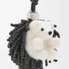 Igel-Anhänger aus Filz, Perlen und Kalbsleder Schwarz/Soft White