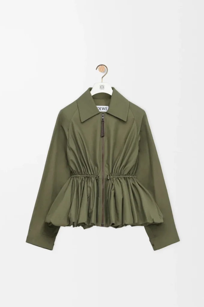 Jacke aus Baumwollmischung Khaki-Grün