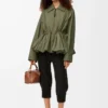 Jacke aus Baumwollmischung Khaki-Grün