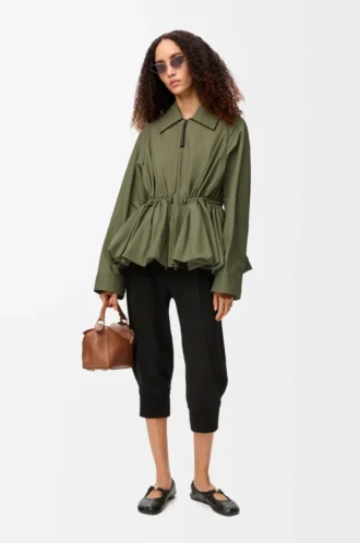 Jacke aus Baumwollmischung Khaki-Grün