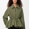 Jacke aus Baumwollmischung Khaki-Grün
