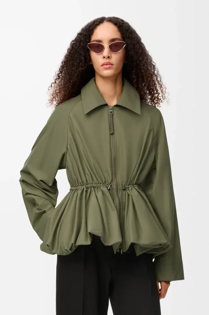 Jacke aus Baumwollmischung Khaki-Grün