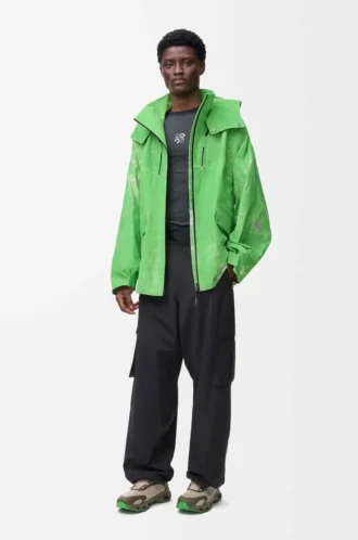 Jacke aus beflocktem Funktionsmaterial, grün