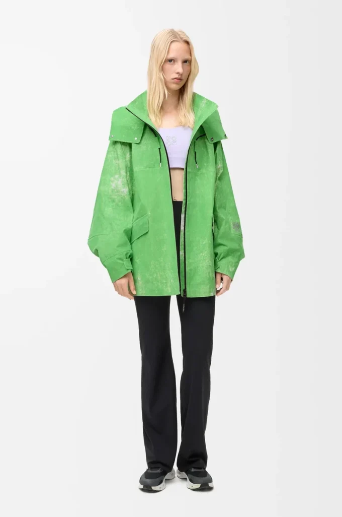 Jacke aus beflocktem Funktionsmaterial, grün