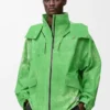 Jacke aus beflocktem Funktionsmaterial, grün