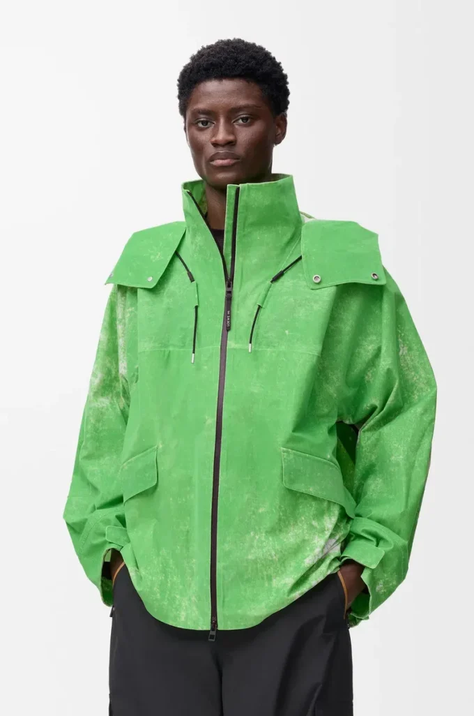 Jacke aus beflocktem Funktionsmaterial, grün