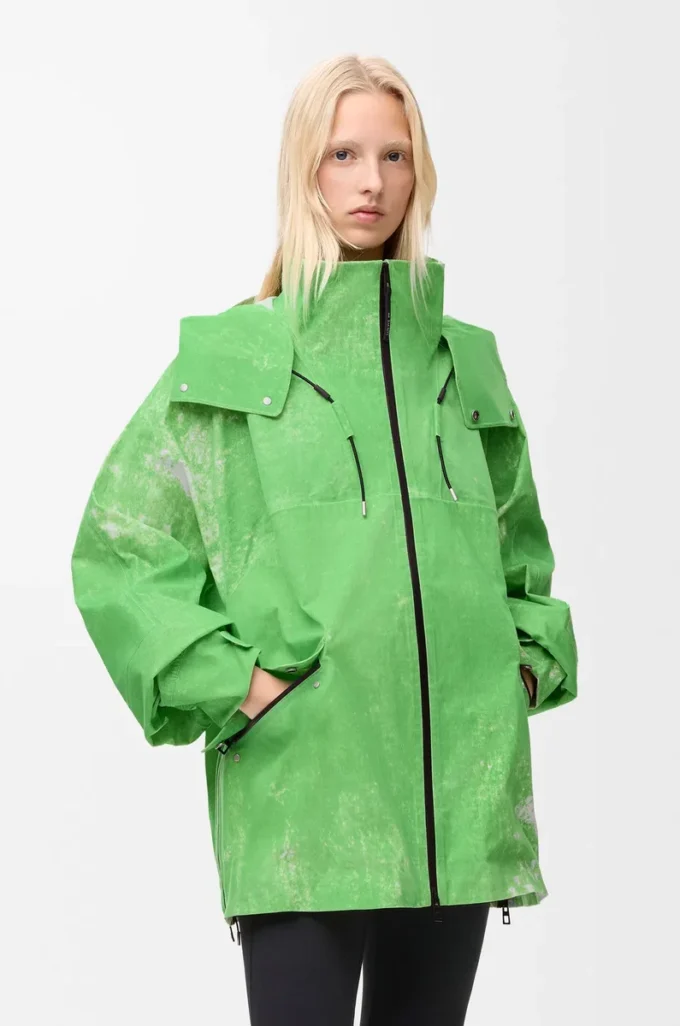 Jacke aus beflocktem Funktionsmaterial, grün
