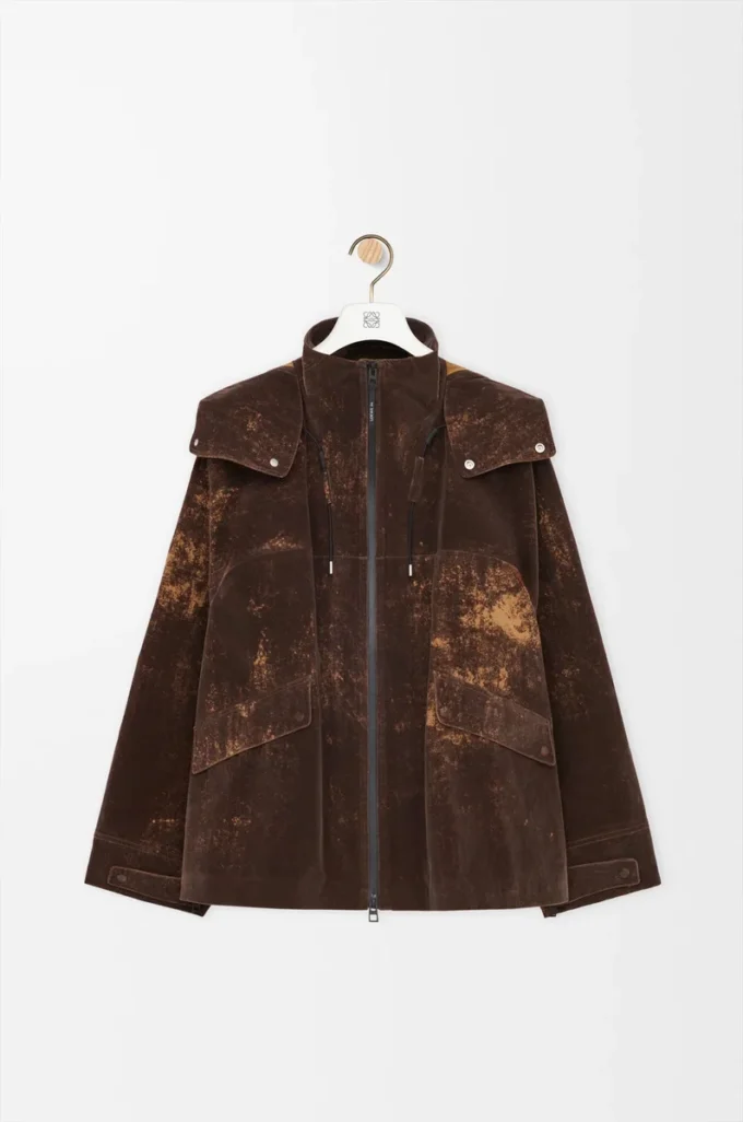 Jacke aus beflocktem Funktionsmaterial Schokoladenbraun Jacke aus beflocktem Funktionsmaterial Schokoladenbraun