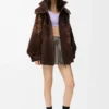 Jacke aus beflocktem Funktionsmaterial Schokoladenbraun Jacke aus beflocktem Funktionsmaterial Schokoladenbraun