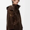 Jacke aus beflocktem Funktionsmaterial Schokoladenbraun Jacke aus beflocktem Funktionsmaterial Schokoladenbraun