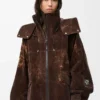 Jacke aus beflocktem Funktionsmaterial Schokoladenbraun Jacke aus beflocktem Funktionsmaterial Schokoladenbraun