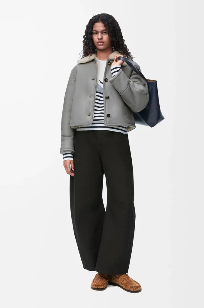 Jacke aus Lammfell Grau