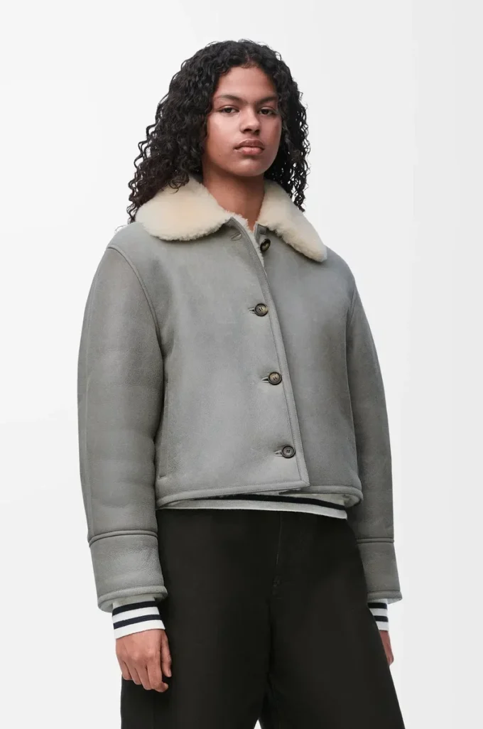 Jacke aus Lammfell Grau