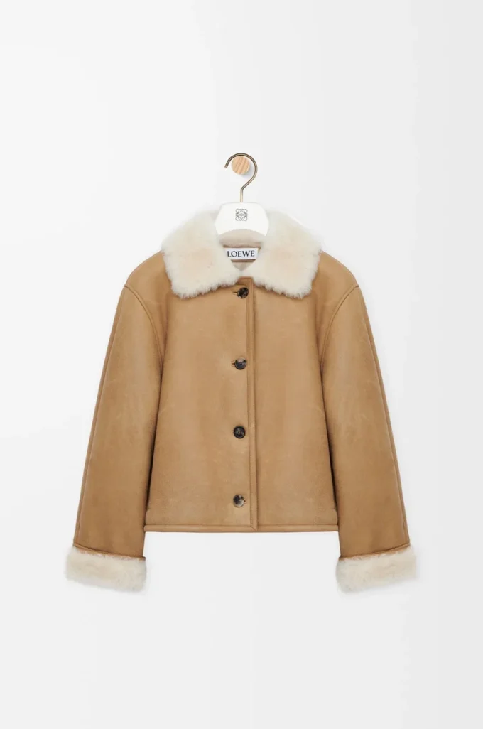 Jacke aus Lammfell in Camel