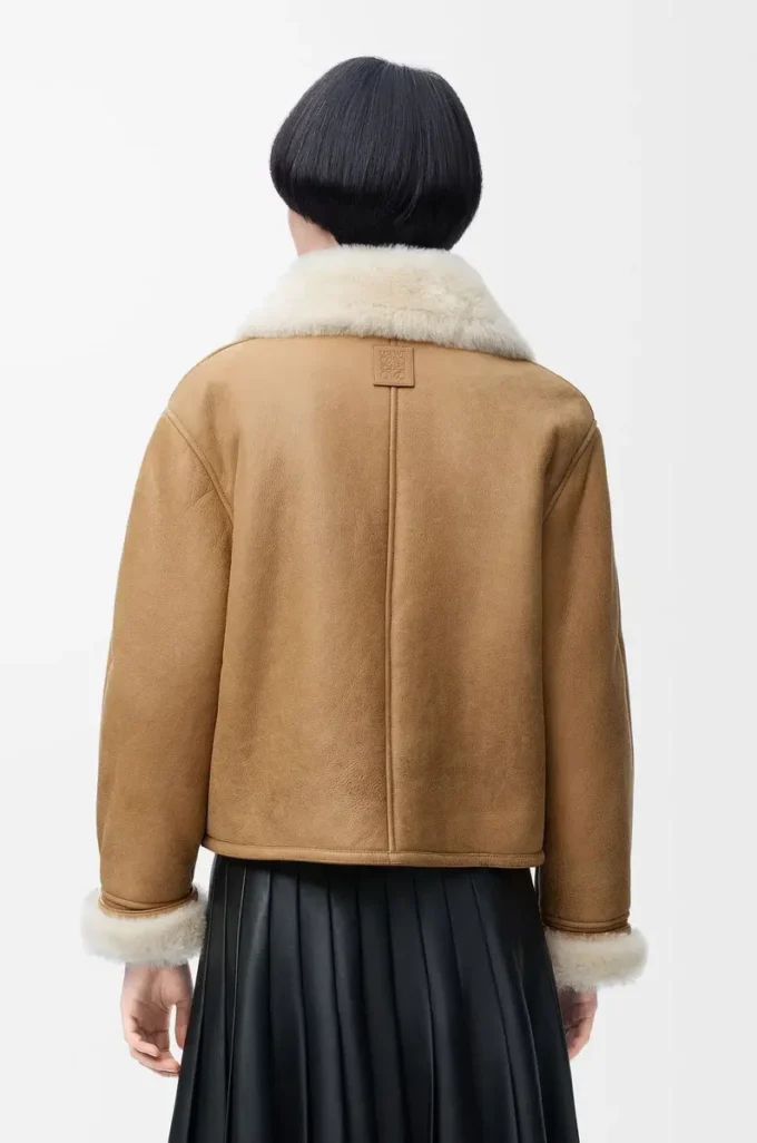 Jacke aus Lammfell in Camel