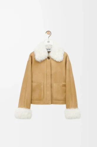 Jacke aus Lammfell Weiß/Gold