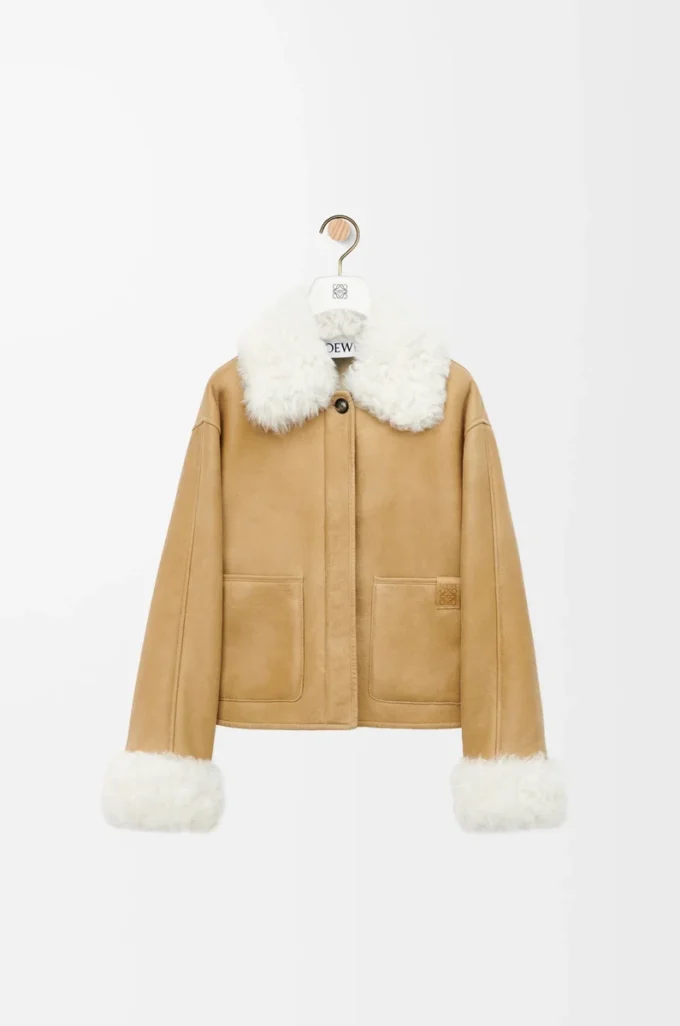 Jacke aus Lammfell Weiß/Gold