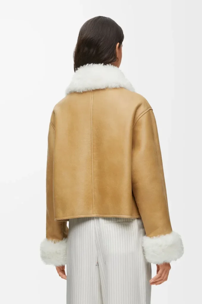 Jacke aus Lammfell Weiß/Gold