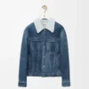 Jacke aus Lammfell Weiß/Indigoblau