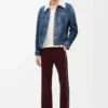 Jacke aus Lammfell Weiß/Indigoblau