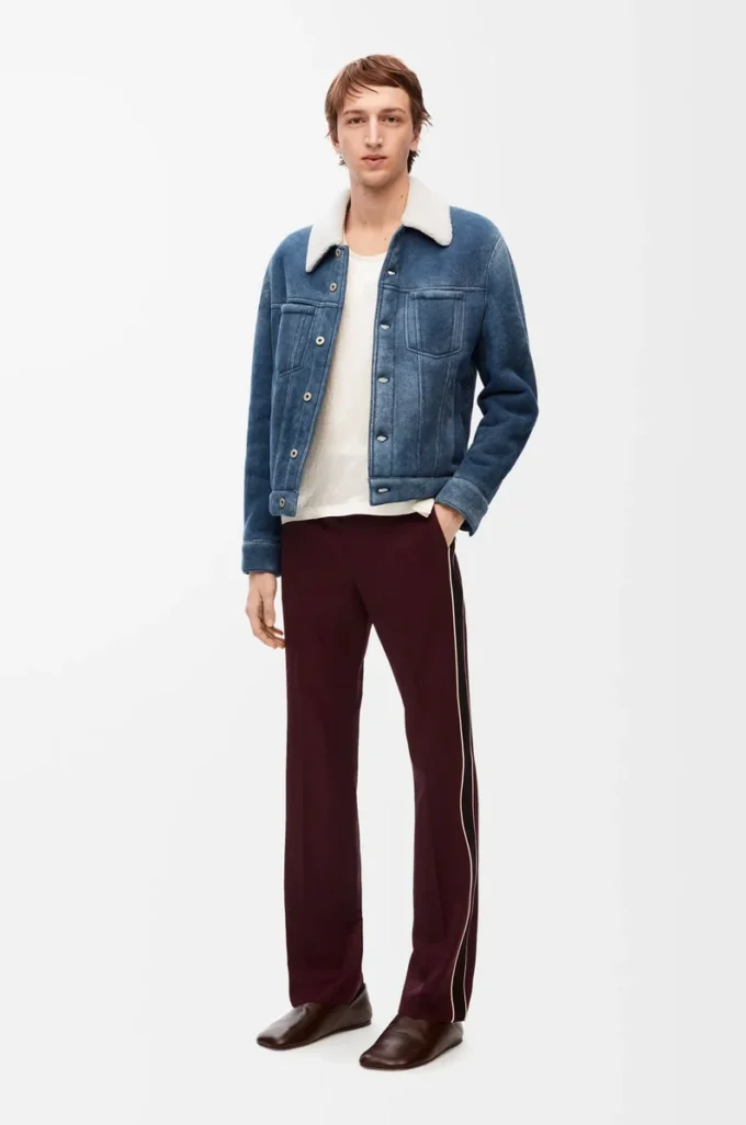 Jacke aus Lammfell Weiß/Indigoblau