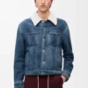 Jacke aus Lammfell Weiß/Indigoblau
