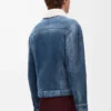 Jacke aus Lammfell Weiß/Indigoblau